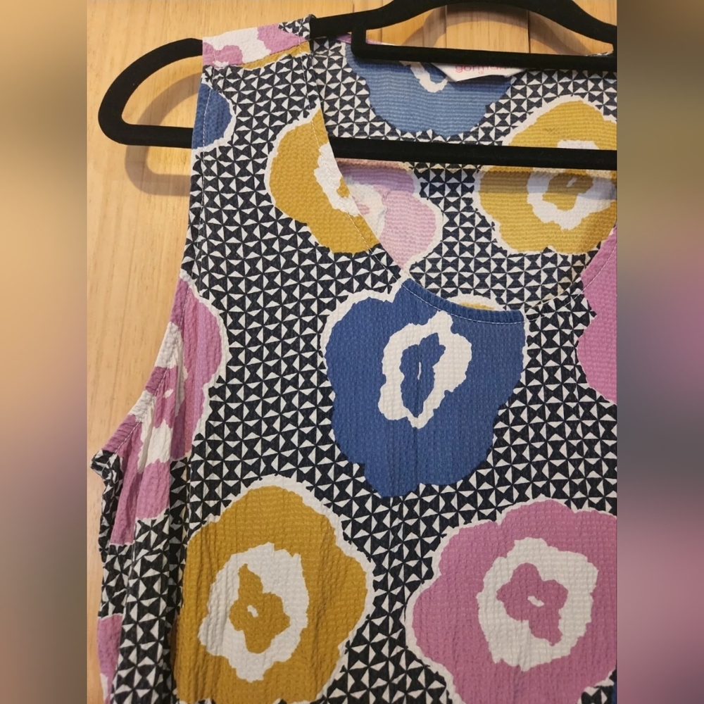 Gorman Size 12 Multicoloured dress, 100% Silk, Stretchy Elastic waist, No Sleeve - Picture 5 of 11